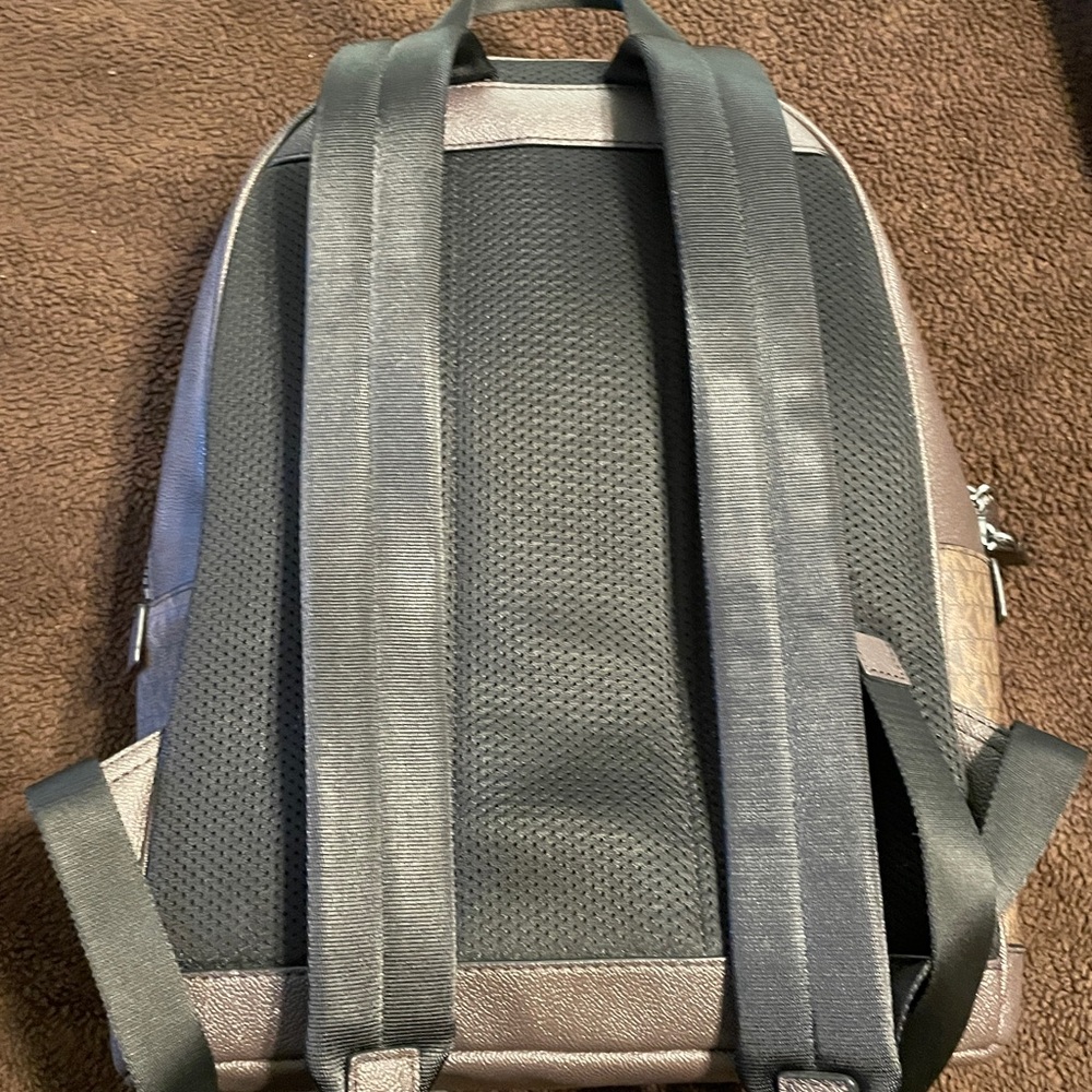 Michael Kors Cooper Large Backpack Center Stripe MK Brown Neon - Picture 4 of 9